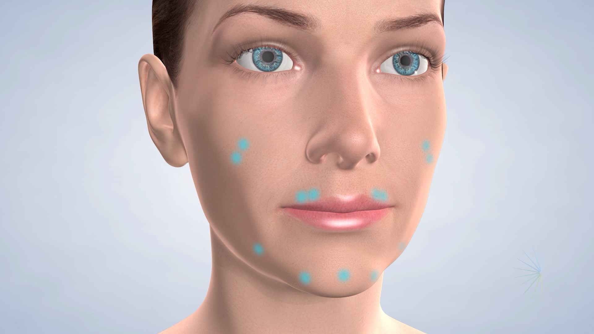 Illustration of a face with areas that cosmetic surgery can be applied