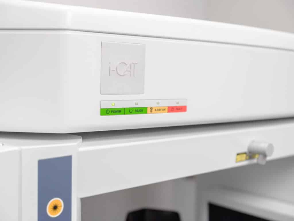 Close-up view of an i-CAT 3D dental cone beam CT (CBCT) scanner